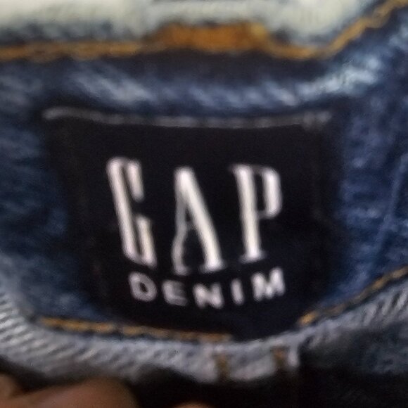 GAP Blue Distressed Button Fly Cropped Straight Leg Grunge Jeans 2/26 - Picture 9 of 11